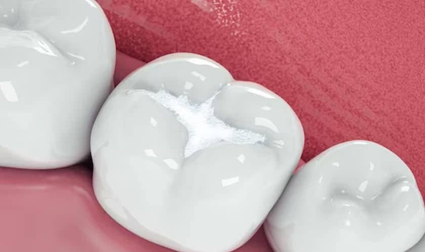 An image diagram of tooth-colored filling