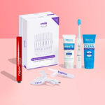 An image of a few examples of over-the-counter teeth whitening products