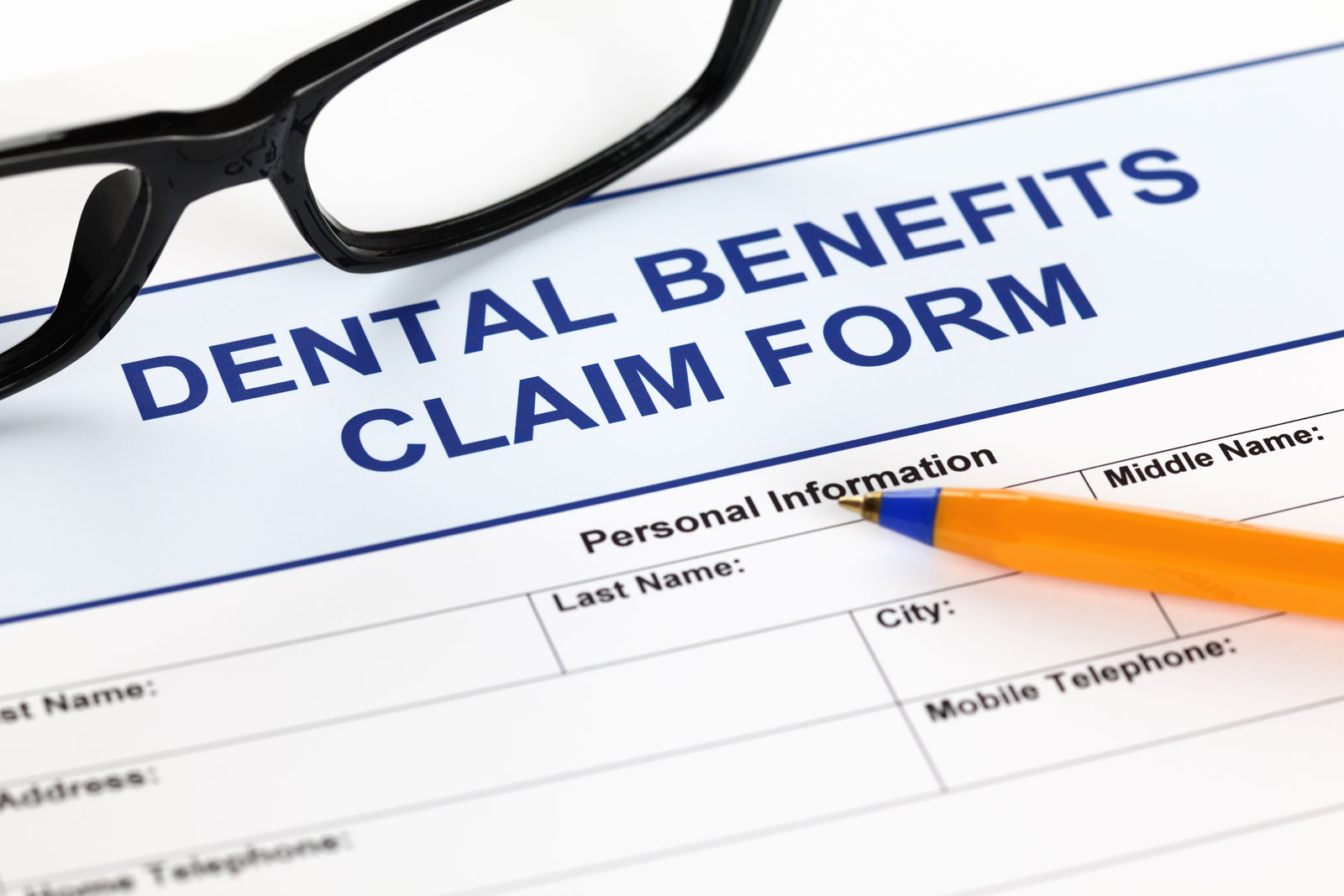 A dental insurance benefits form