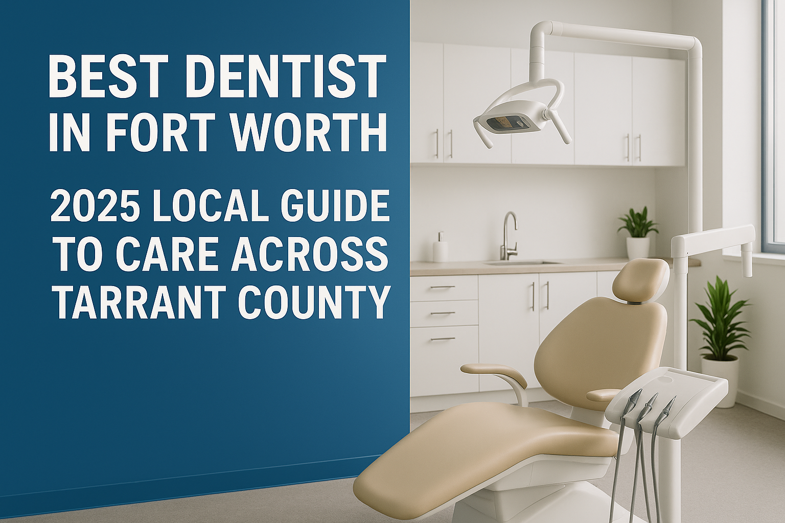 Best dentist in Fort Worth — a calm, modern treatment room for our 2025 local guide to dental care across Tarrant County, from family and cosmetic dentistry to implants and emergency visits.